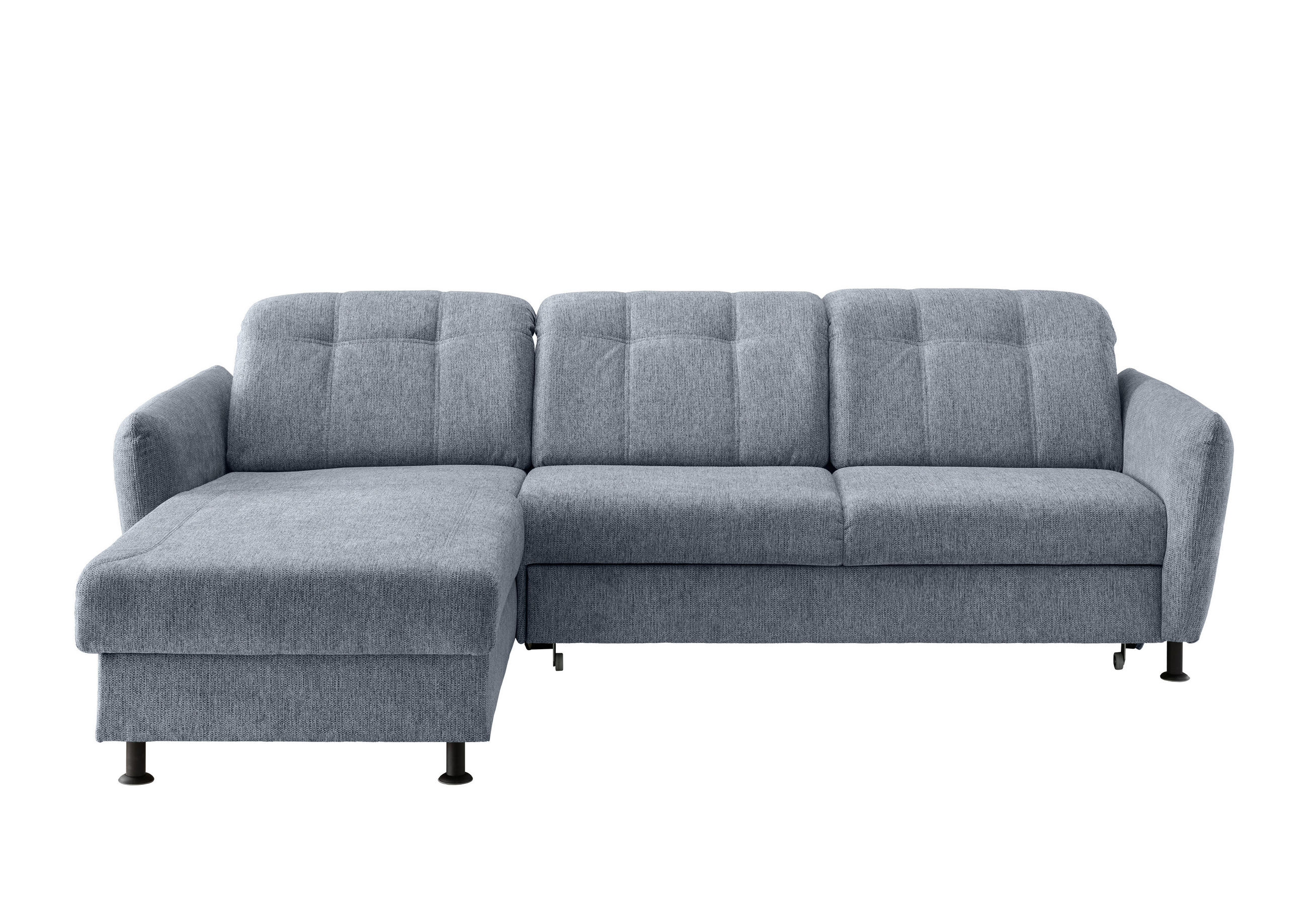 ECKSOFA in Chenille Hellblau  - Schwarz/Hellblau, Modern, Textil/Metall (184/267cm) - Livetastic