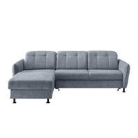 ECKSOFA in Chenille Hellblau  - Schwarz/Hellblau, Modern, Textil/Metall (184/267cm) - Livetastic