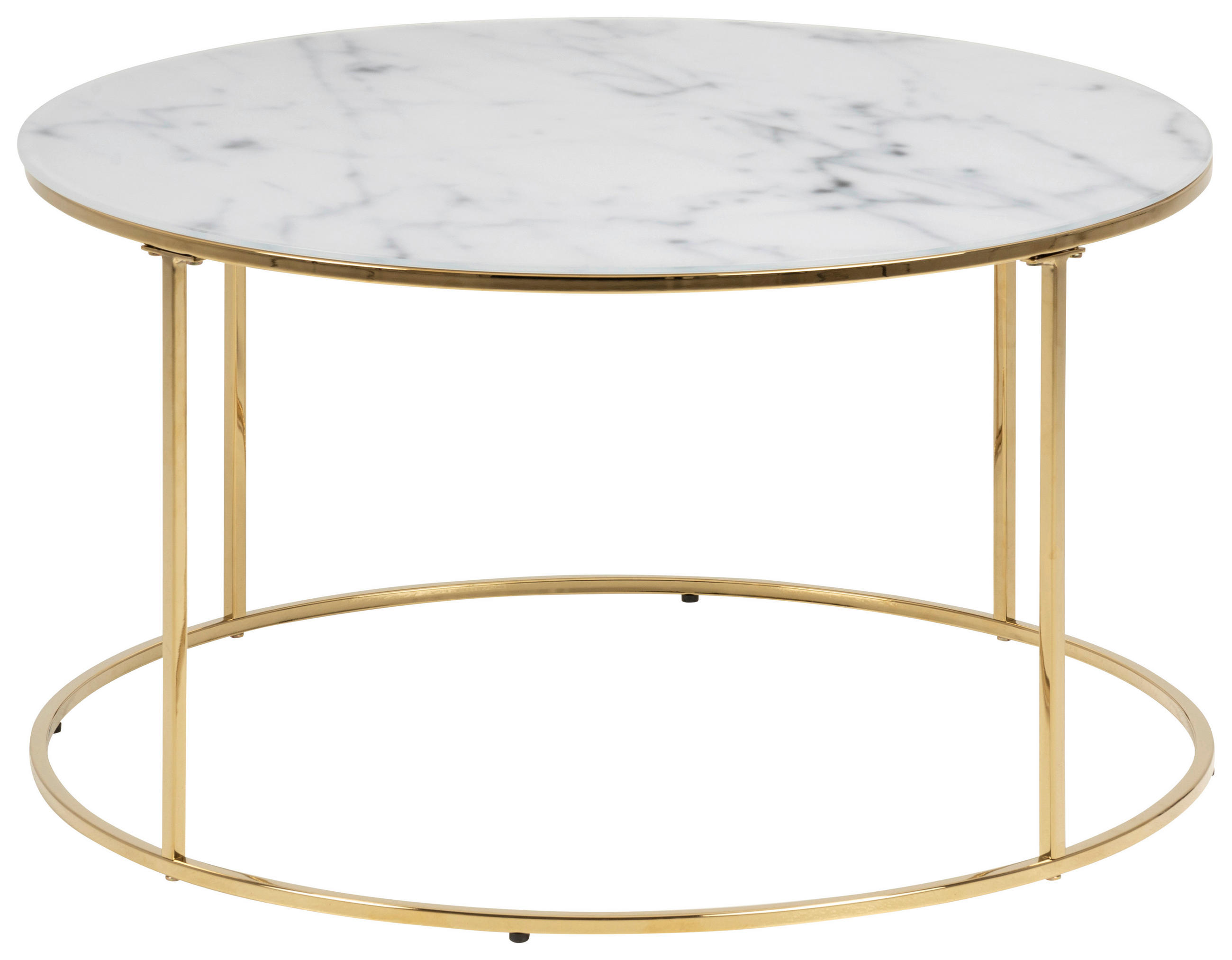 COUCHTISCH Milchglas 80/80/45 cm rund Goldfarben  - Goldfarben, Trend, Glas/Metall (80/80/45cm) - Carryhome
