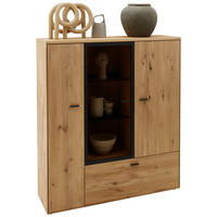 HIGHBOARD Wildeiche  121,9/139,9/37,1 cm  - Wildeiche/Graphitfarben, Natur, Glas/Holz (121,9/139,9/37,1cm) - Valnatura