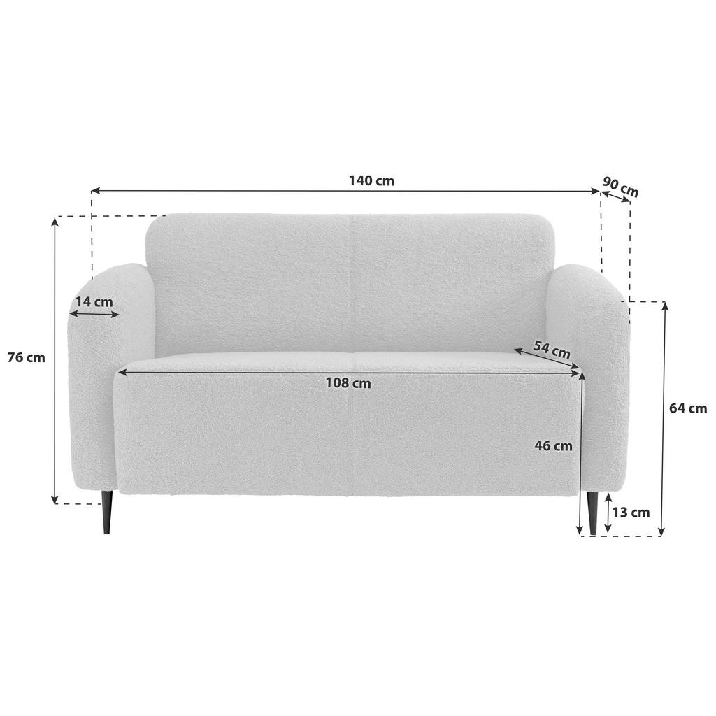 Thumbnail - Livetastic 2-Sitzer-Sofa, Creme, Metall, 140x76x90 cm, Made in EU, Rücken echt, Armteil links, rechts, Wohnzimmer, Sofas...