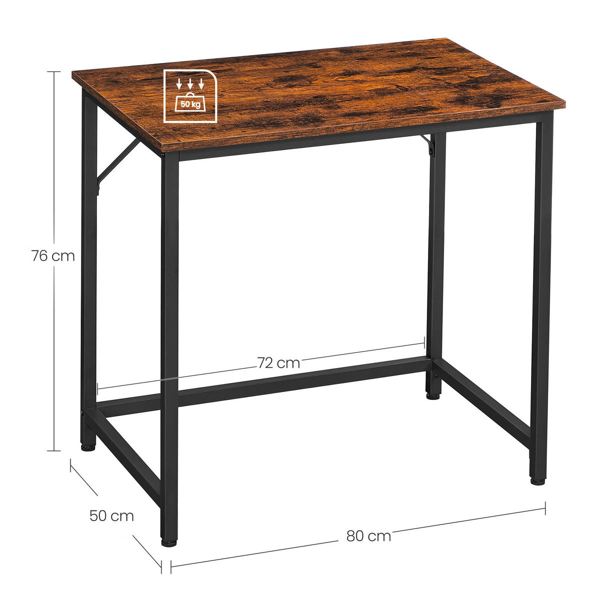 COMPUTERTISCH höhenverstellbar  - Schwarz/Braun, MODERN, Holzwerkstoff/Metall (80/50/75,5cm) - MID.YOU