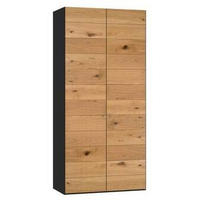 DREHTÜRENSCHRANK 102/220/59 cm 2-türig Schwarz, Wildeiche  - Wildeiche/Silberfarben, Design, Holz/Holzwerkstoff (102/220/59cm) - Jutzler