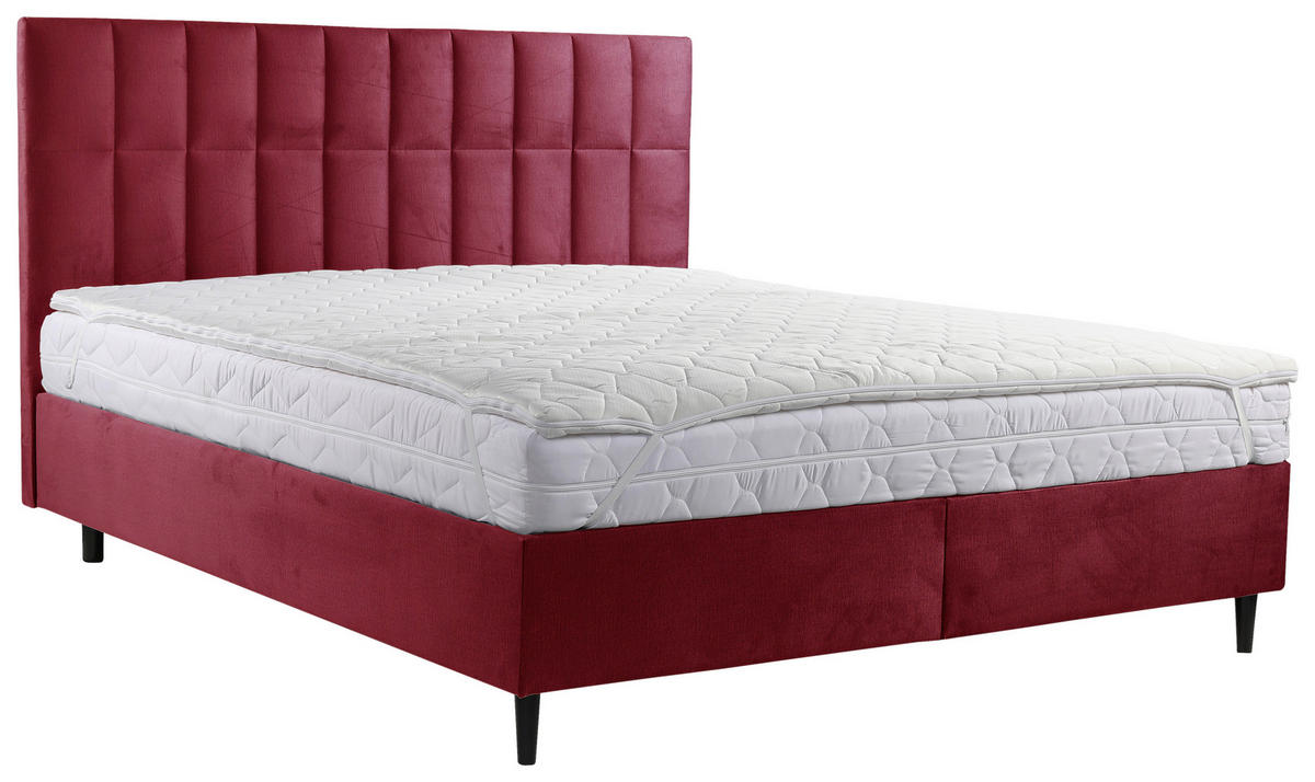 BOXBETT 180/200 cm,  in Rot, Matratze, Bettkasten, Topper, H2 = mittel  - Rot/Schwarz, KONVENTIONELL, Holz/Textil (180/200cm) - Boxxx