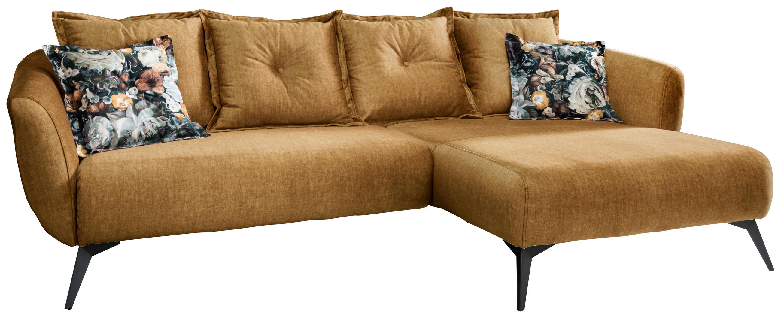 ECKSOFA Gelb, Multicolor Velours  - Gelb/Multicolor, MODERN, Holz/Textil (277/162cm) - Livetastic