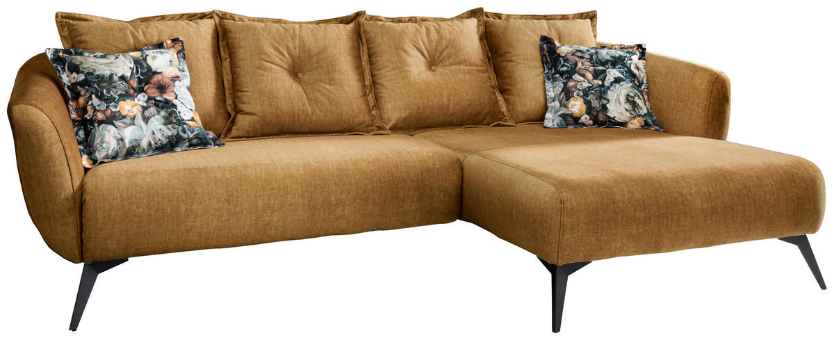 ECKSOFA Gelb, Multicolor Velours  - Gelb/Multicolor, MODERN, Holz/Textil (277/162cm) - Livetastic