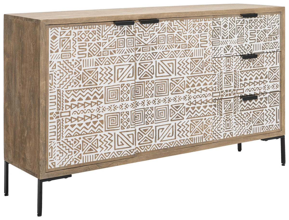 SIDEBOARD  in 145/85/40 cm  - Schwarz/Weiß, Natur, Holz/Metall (145/85/40cm) - Livetastic