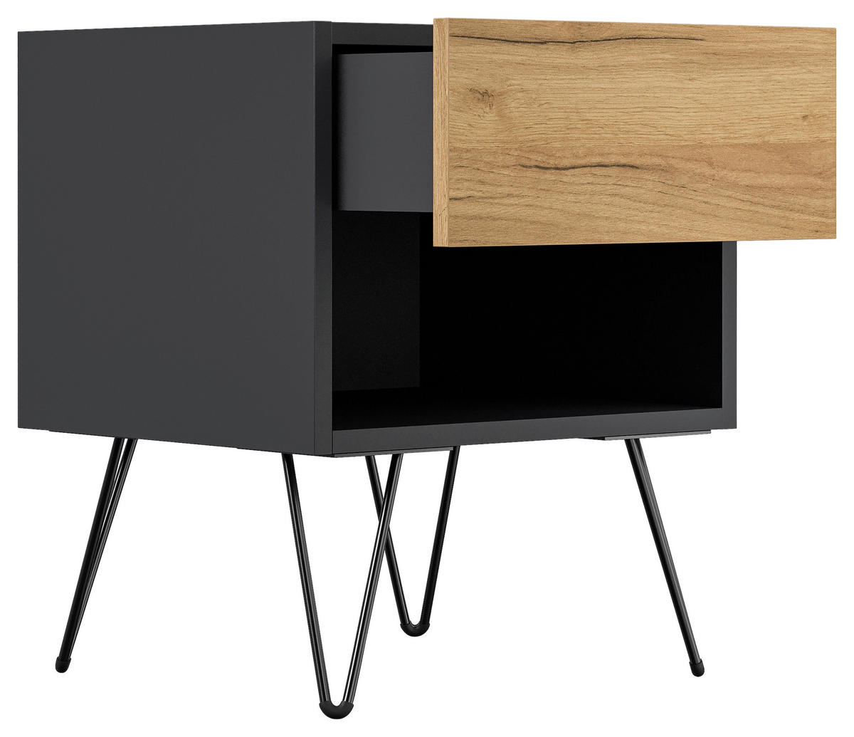 NACHTTISCH 41,2/50/35,6 cm  - Eichefarben/Graphitfarben, Basics, Holzwerkstoff/Metall (41,2/50/35,6cm) - MID.YOU