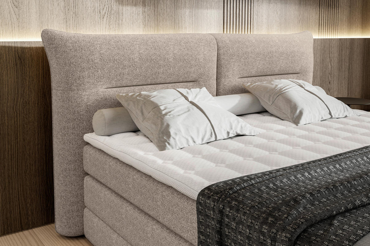 BOXSPRINGBETT 180/200 cm  in Taupe  - Taupe/Schwarz, Design, Kunststoff/Textil (180/200cm) - Chameo
