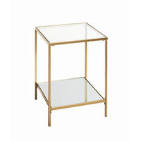 COUCHTISCH Porto Sicherheitsglas, Spiegelglas 39/39/55 cm quadratisch Klar, Goldfarben  - Klar/Goldfarben, MODERN, Glas/Metall (39/39/55cm)