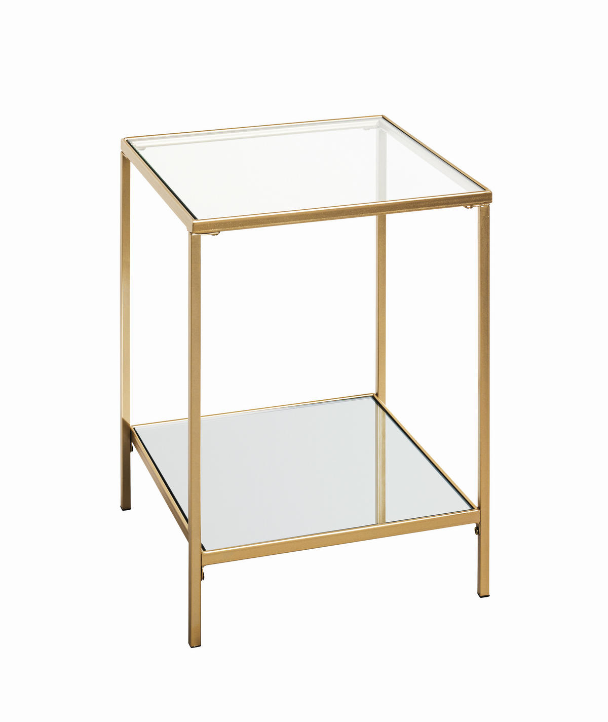 COUCHTISCH Porto Sicherheitsglas, Spiegelglas 39/39/55 cm quadratisch Klar, Goldfarben  - Klar/Goldfarben, MODERN, Glas/Metall (39/39/55cm)