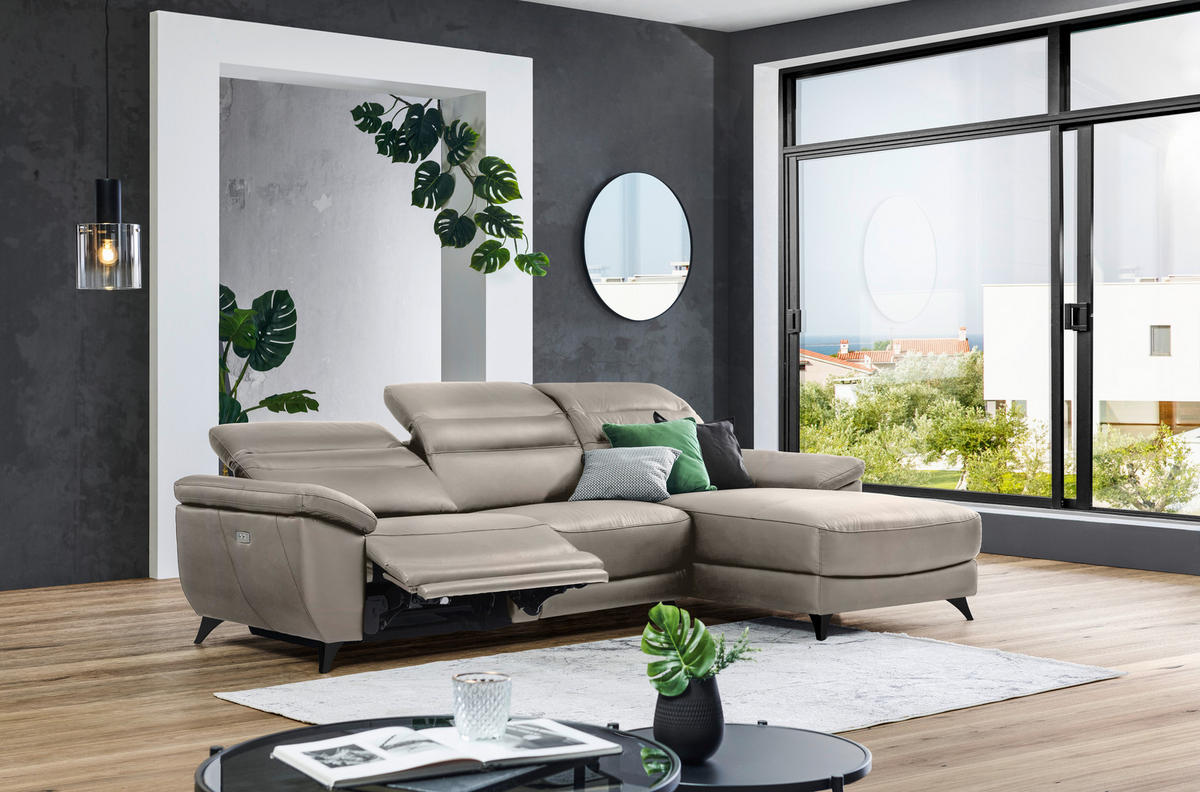 COLȚAR textil, piele taupe  - taupe/negru, Design, plastic/metal (269/78/164cm) - Xora