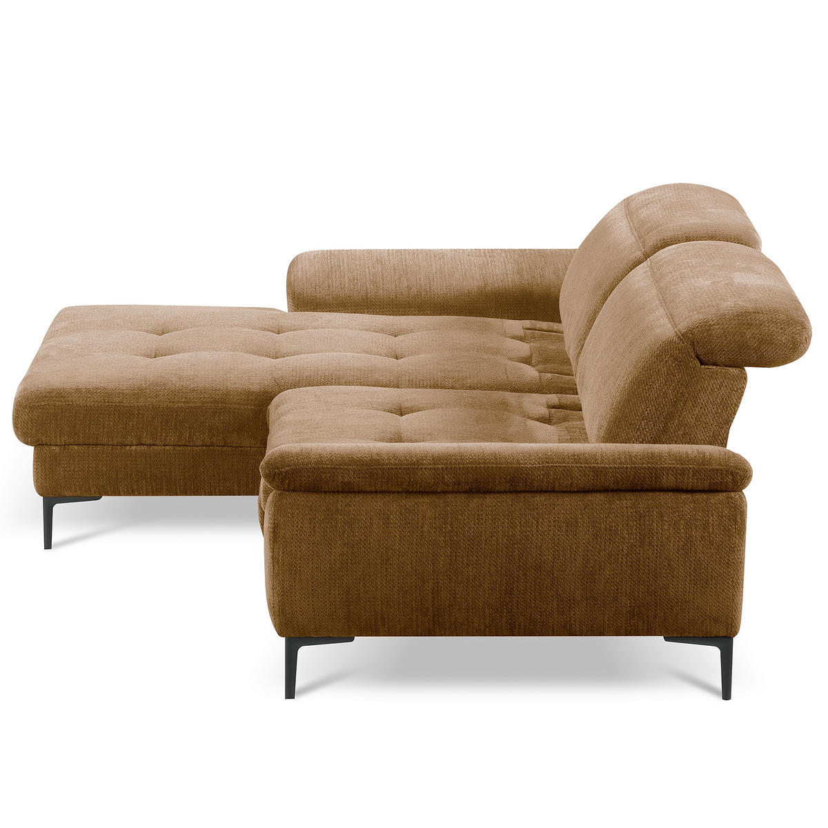 ECKSOFA  Webstoff Rostfarben  - Rostfarben/Schwarz, Design, Textil/Metall (195/268cm) - Livetastic