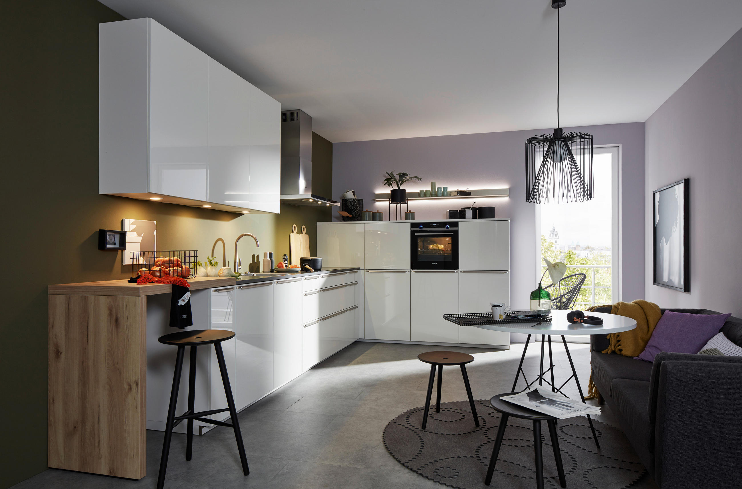 EINBAUKÜCHE NOVA LACK  - Eichefarben/Weiß, Design, Holzwerkstoff - Nolte Küchen