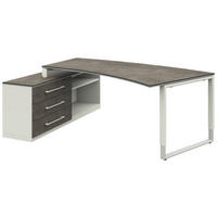 ECKSCHREIBTISCH  in Weiß, Graphitfarben  - Alufarben/Graphitfarben, Design, Holzwerkstoff/Metall (200/160cm) - Moderano