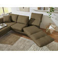 ECKSOFA  in Flachgewebe Khaki Armteilverstellung, Relaxfunktion, Drehsitzfunktion  175-224/255-365 cm  - Khaki/Schwarz, Design, Textil/Metall (175-224/255-365cm) - Dieter Knoll