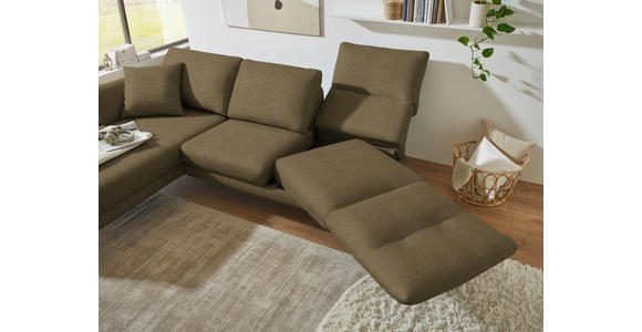 ECKSOFA  in Flachgewebe Khaki Armteilverstellung, Relaxfunktion, Drehsitzfunktion  175-224/255-365 cm  - Khaki/Schwarz, Design, Textil/Metall (175-224/255-365cm) - Dieter Knoll