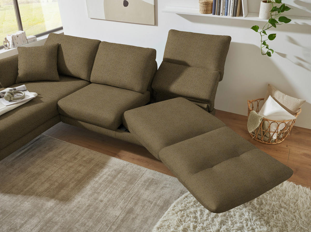 ECKSOFA  in Flachgewebe Khaki  175-224/255-365 cm  - Khaki/Schwarz, Design, Textil/Metall (175-224/255-365cm) - Dieter Knoll