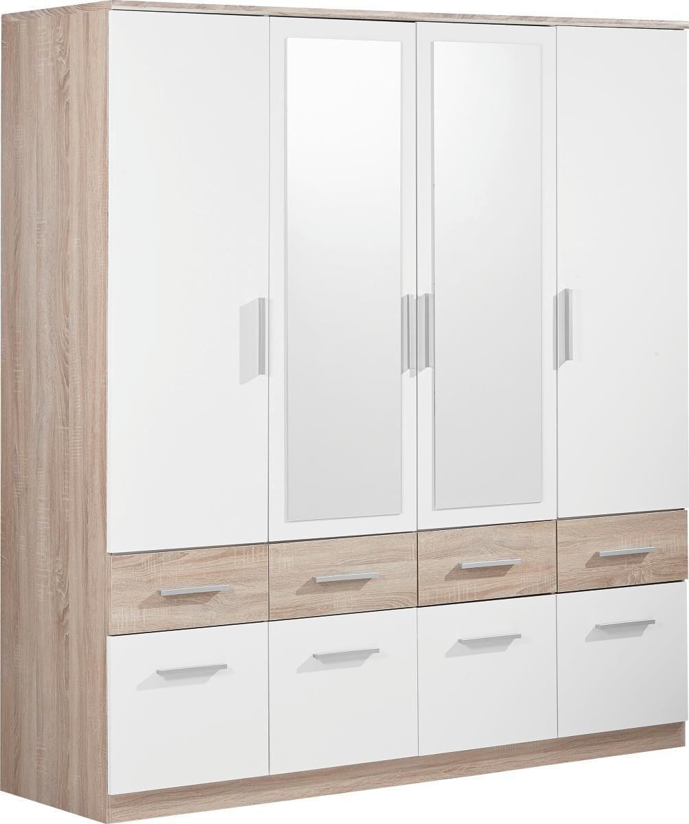 ORMAR ZA ODEĆU bela, sonoma hrast  180/198/55 cm  - sonoma hrast/boja aluminijuma, Dizajnerski, staklo/pločasti materijal (180/198/55cm) - Xora