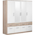 KLEIDERSCHRANK 180/198/55 cm 4-türig  - Alufarben/Weiß, Design, Glas/Holzwerkstoff (180/198/55cm) - Carryhome