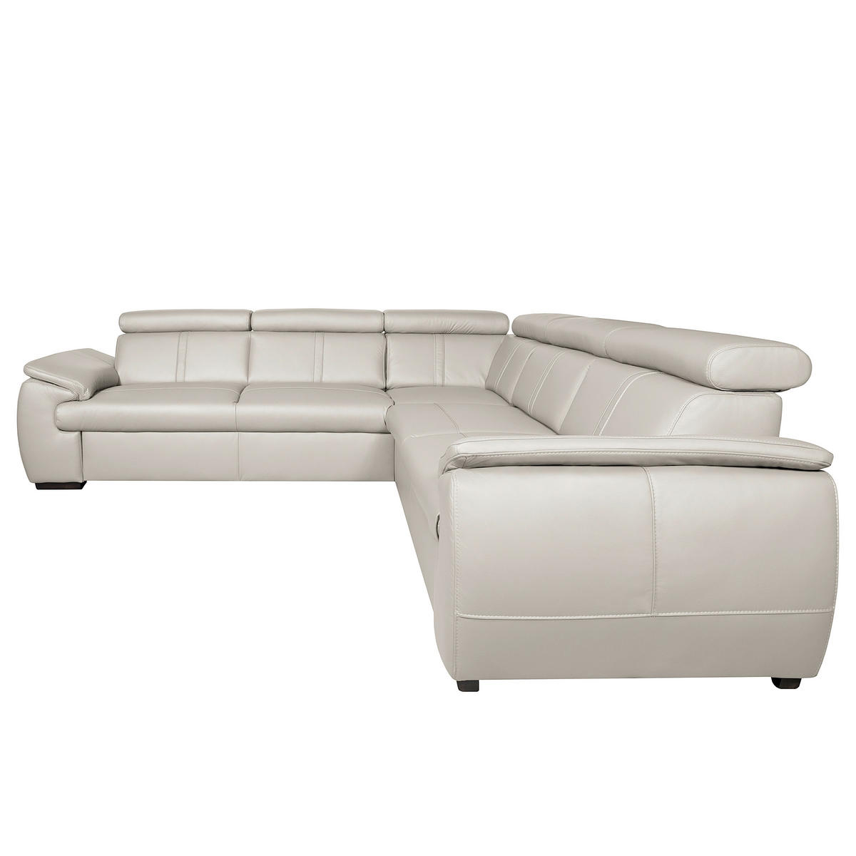ECKSOFA  in Echtleder Platinfarben  - Platinfarben/Wengefarben, Design, Leder/Holz (265/265cm) - Livetastic