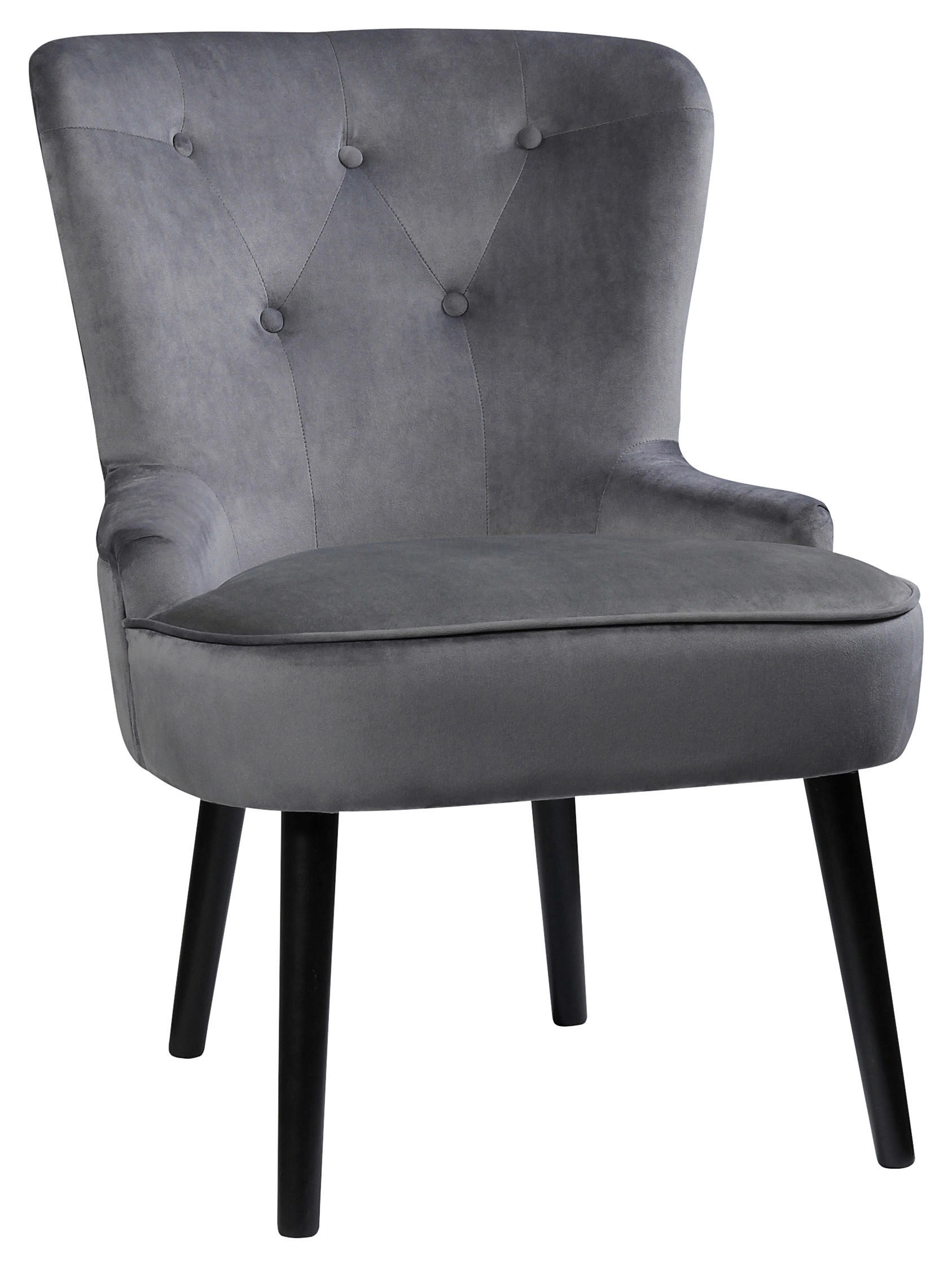 STOL, les, tekstil siva, črna  - siva/črna, Moderno, tekstil/les (61/87/69cm) - Carryhome