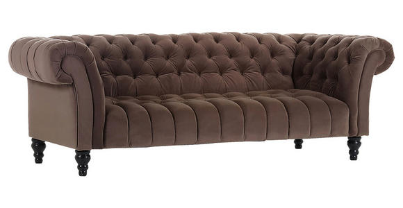 BIGSOFA Samt Dunkelbraun  - Dunkelbraun/Schwarz, Trend, Holz/Textil (230/74/101cm) - Carryhome