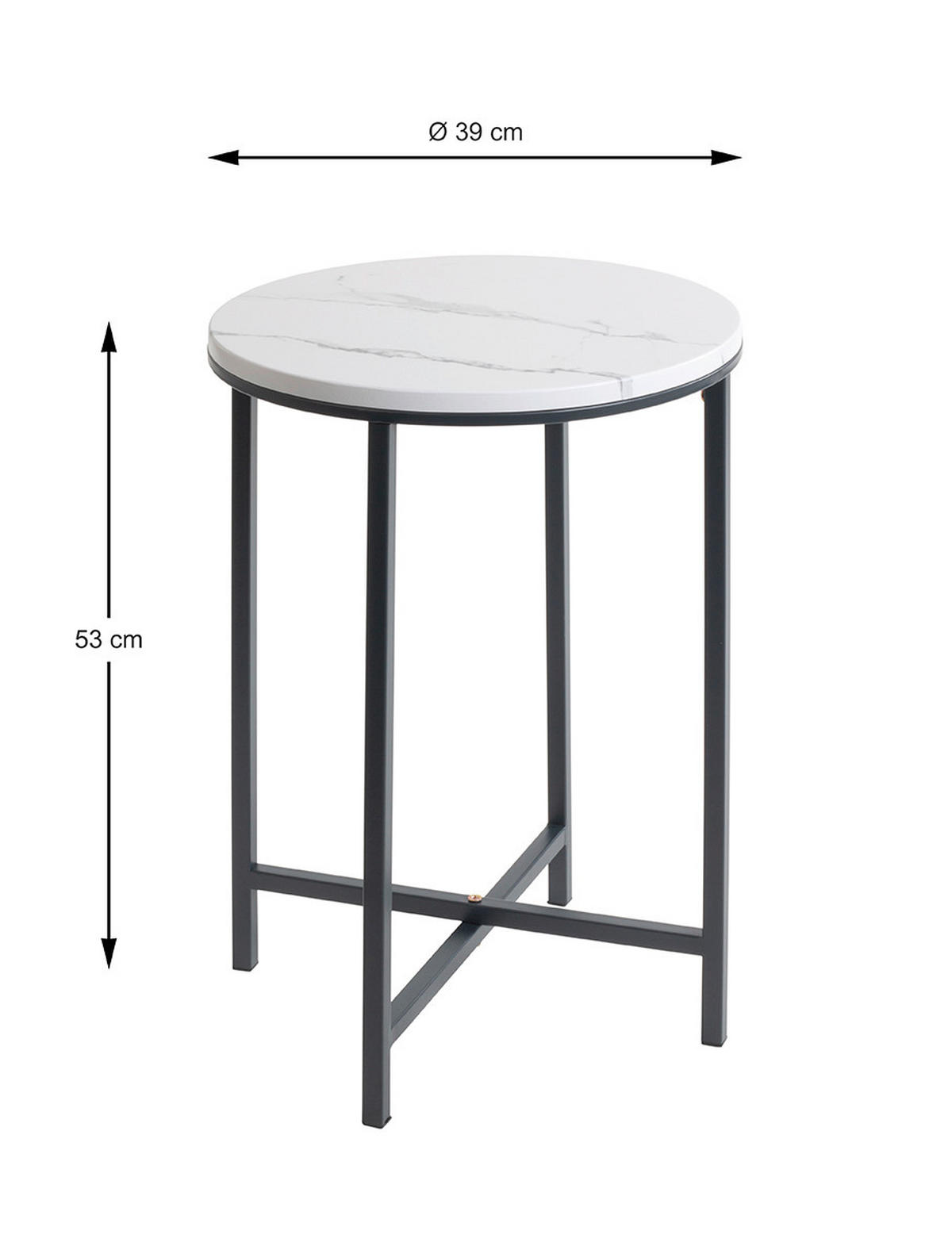 BEISTELLTISCH in Metall, Holzwerkstoff 39/39/53 cm  - Anthrazit/Weiß, Trend, Holzwerkstoff/Metall (39/39/53cm)