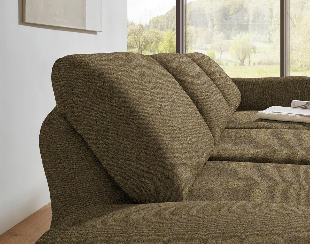 ECKSOFA  in Flachgewebe Khaki  255-365/175-224 cm  - Khaki/Schwarz, Design, Textil/Metall (255-365/175-224cm) - Dieter Knoll