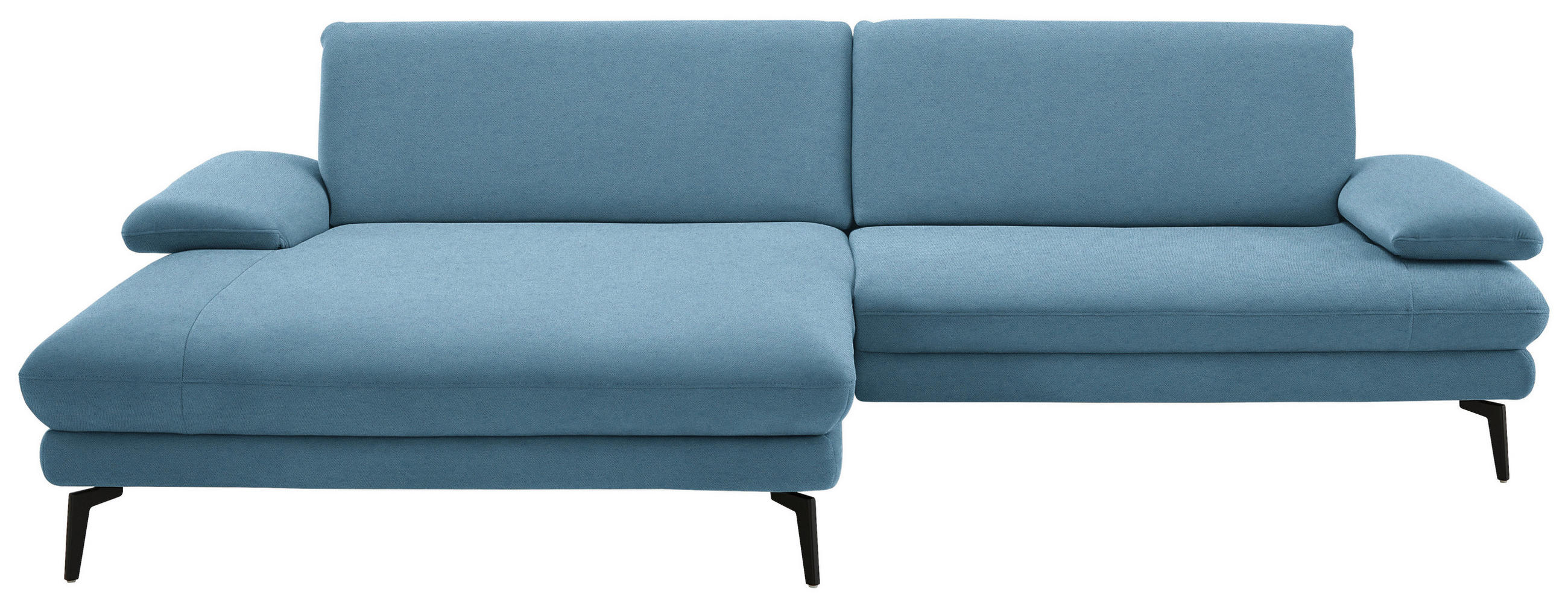 ECKSOFA Chenille, Flachgewebe Blau  - Blau/Schwarz, Design, Textil/Metall (180/284cm) - Dieter Knoll