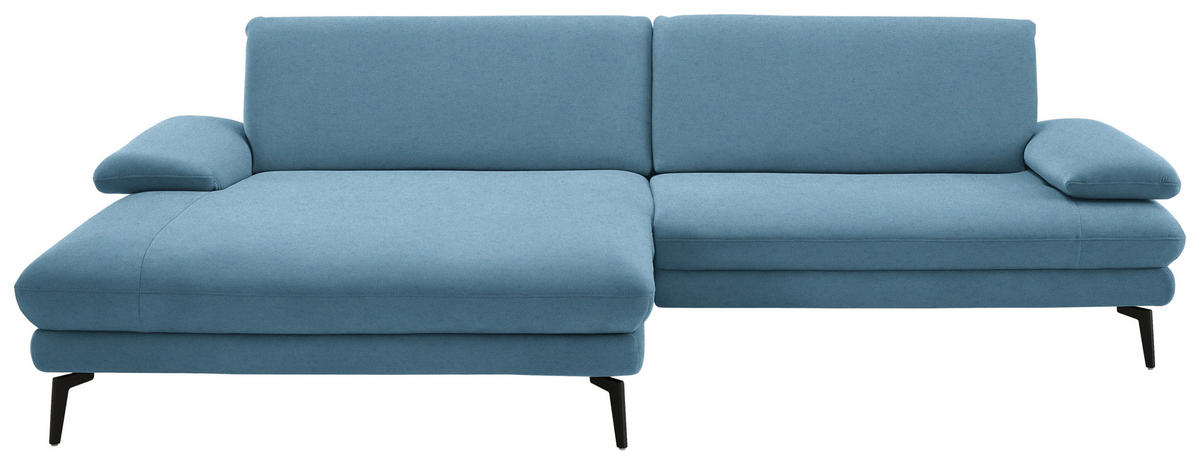 ECKSOFA Chenille, Flachgewebe Blau  - Blau/Schwarz, Design, Textil/Metall (180/284cm) - Dieter Knoll