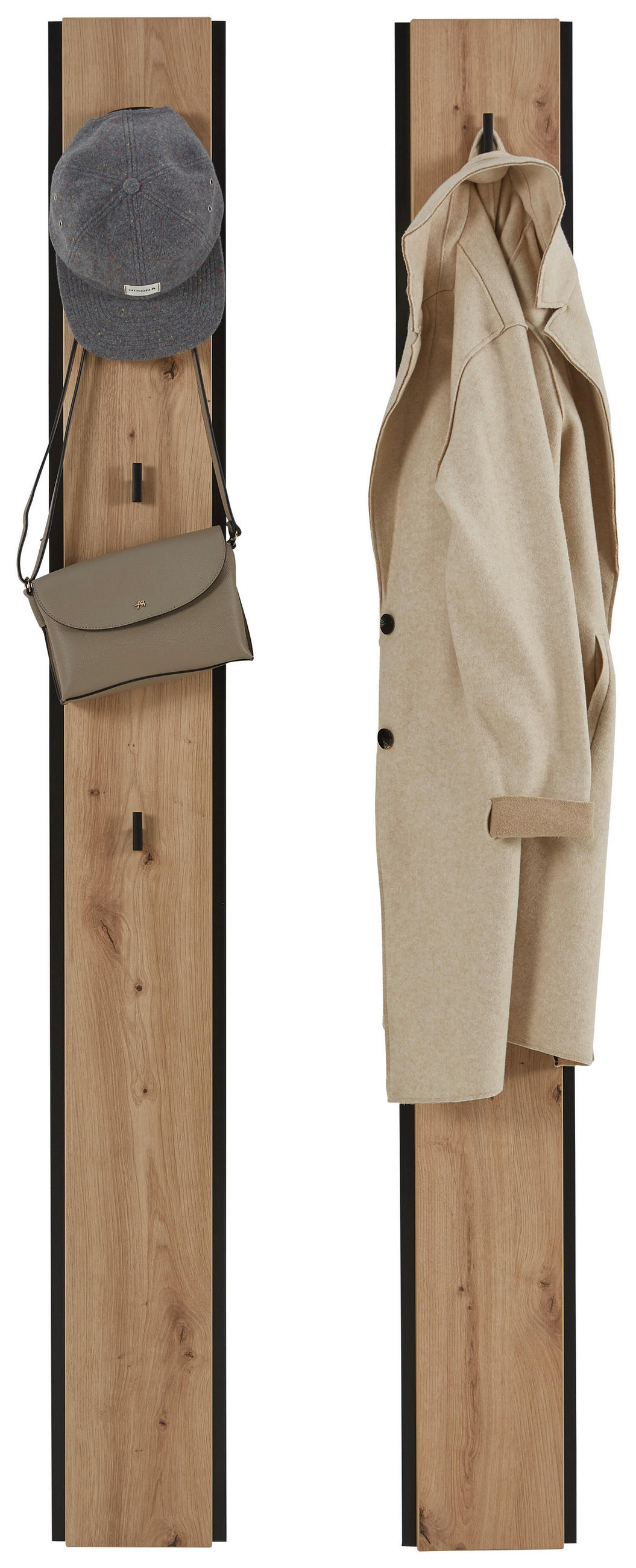 GARDEROBENPANEEL 2 Stück  in 19,6/170/3 cm  - Schwarz/Eiche Artisan, KONVENTIONELL, Holzwerkstoff (19,6/170/3cm) - Voleo