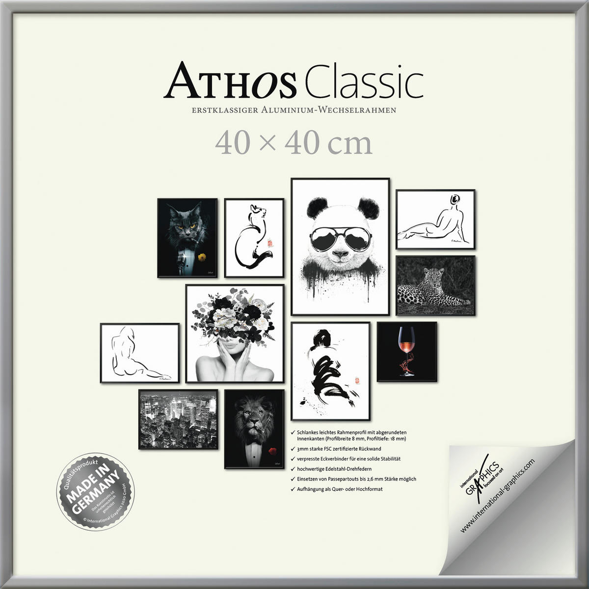 BILDERRAHMEN - Silberfarben, Basics, Papier/Holzwerkstoff (40/40/1,8cm)