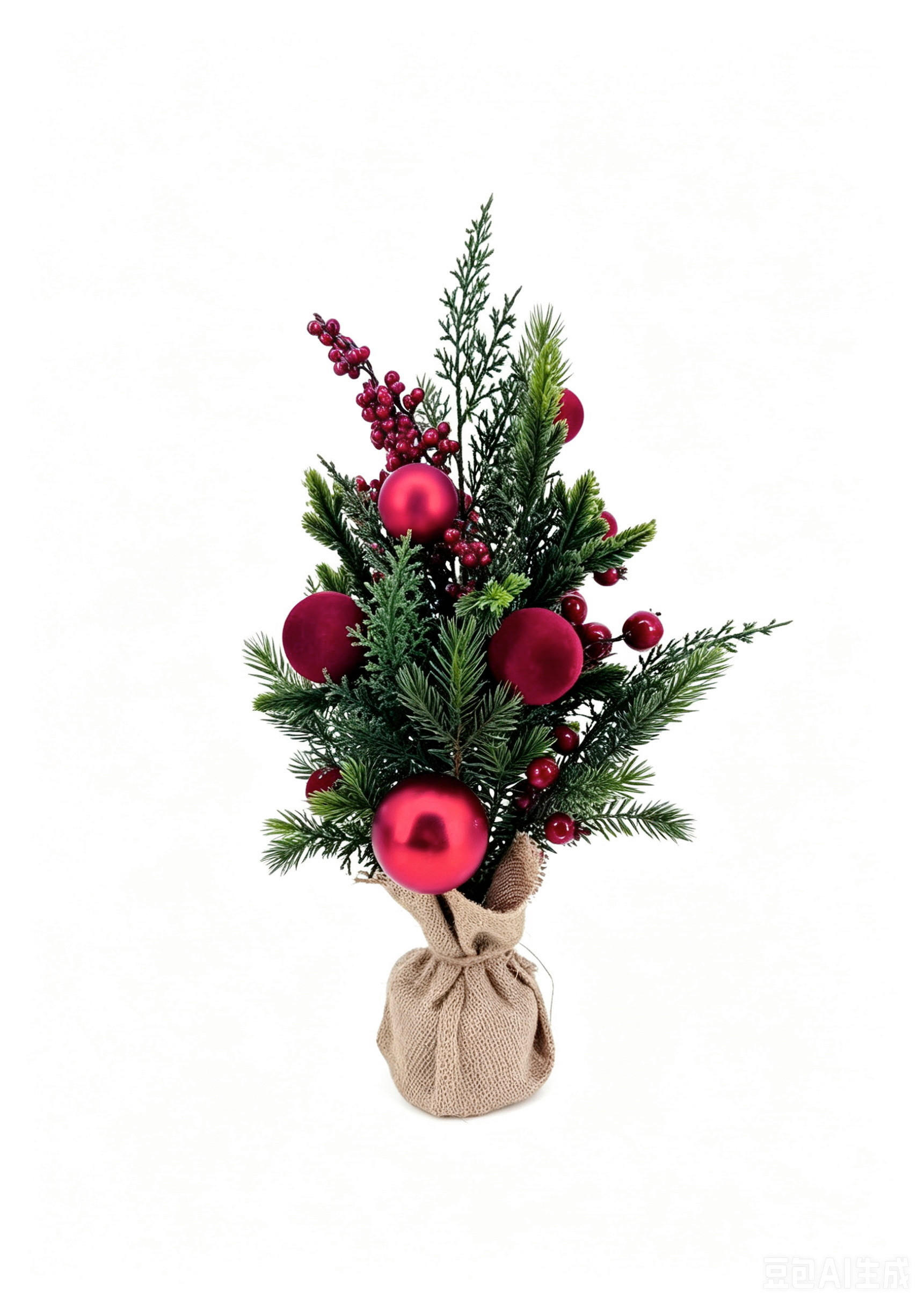 Pom Decorativ - verde pădure/roșu, Lifestyle, plastic/hârtie (22/50cm) - X-Mas