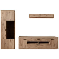 WOHNWAND  in Eichefarben 295/208/50 cm  - Eichefarben/Anthrazit, Konventionell, Glas/Holzwerkstoff (295/208/50cm) - Cantus