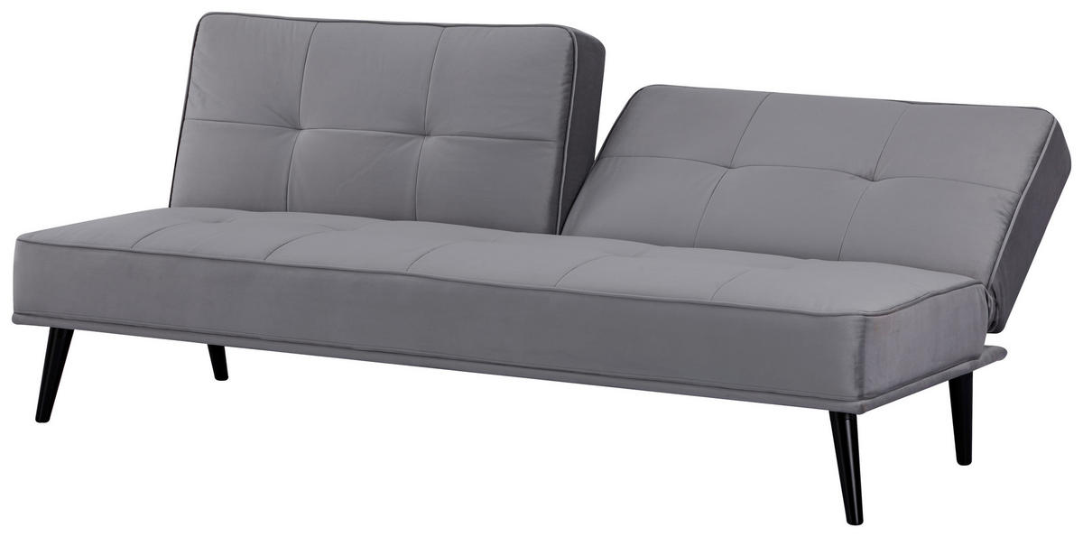 SCHLAFSOFA in Samt Grau  - Schwarz/Grau, Design, Holz/Textil (191/81/81cm) - Ti'me