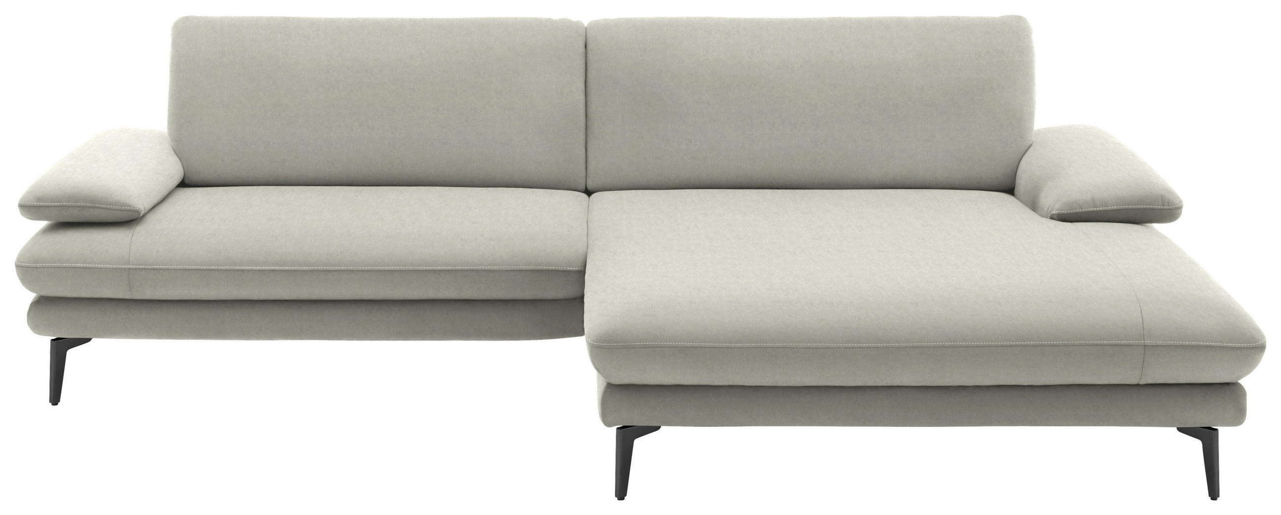 ECKSOFA in Velours Ecru  - Ecru/Schwarz, Design, Textil/Metall (284/184cm) - Dieter Knoll
