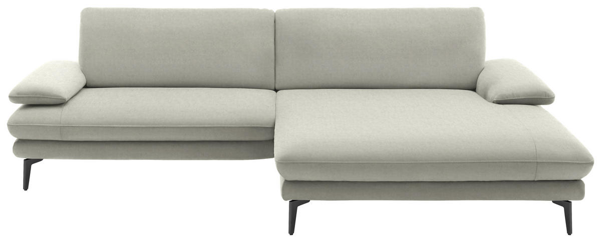 ECKSOFA in Velours Ecru  - Ecru/Schwarz, Design, Textil/Metall (284/184cm) - Dieter Knoll