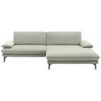ECKSOFA  in Velours Ecru  284/184 cm  - Ecru/Schwarz, Design, Textil/Metall (284/184cm) - Dieter Knoll