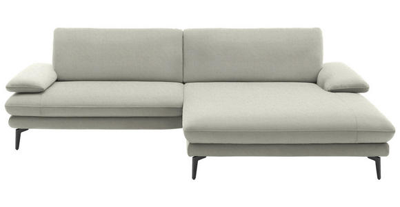 ECKSOFA  in Velours Ecru  284/184 cm  - Ecru/Schwarz, Design, Textil/Metall (284/184cm) - Dieter Knoll