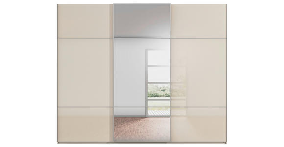 SCHWEBETÜRENSCHRANK 271/223/68 cm 3-türig Champagner - Champagner/Alufarben, KONVENTIONELL, Glas/Holzwerkstoff (271/223/68cm) - Novel