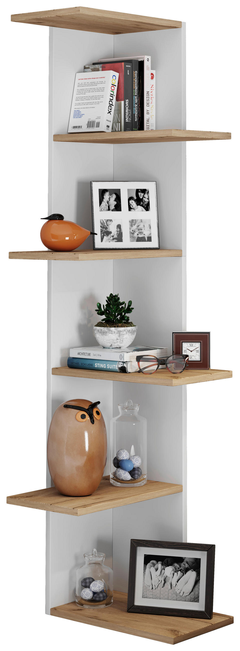 ÉTAGÈRE D'ANGLE in 37/140/37 cm Weiss, Honigeiche  - Honigeiche/Weiss, Lifestyle, Holzwerkstoff (37/140/37cm) - MID.YOU