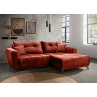 ECKSOFA Velours Koralle  - Koralle/Schwarz, Modern, Textil/Metall (246/177cm) - MID.YOU