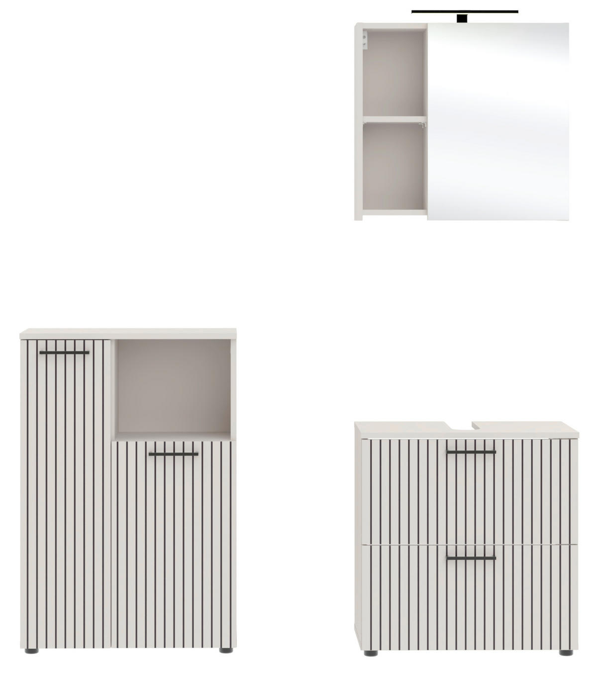 Baie 3 piese, 135 cm - cașmir/negru, Trend, sticlă/metal (135cm) - Respekta