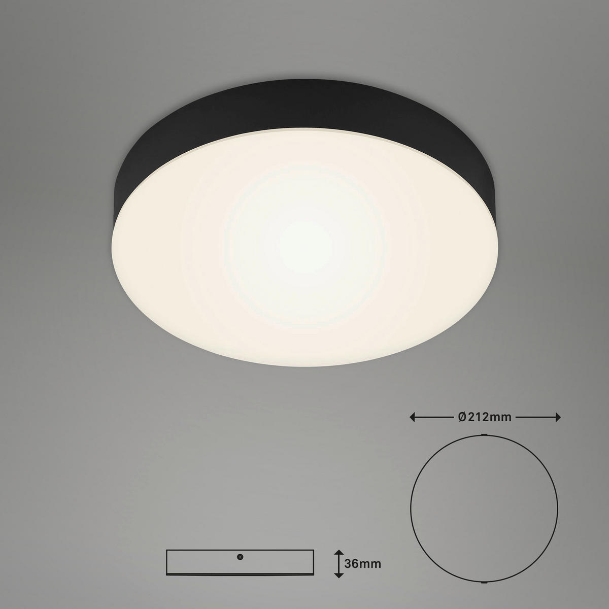LED PLAFONJERA - crna, Osnovno, metal/plastika (21,2/3,6cm)