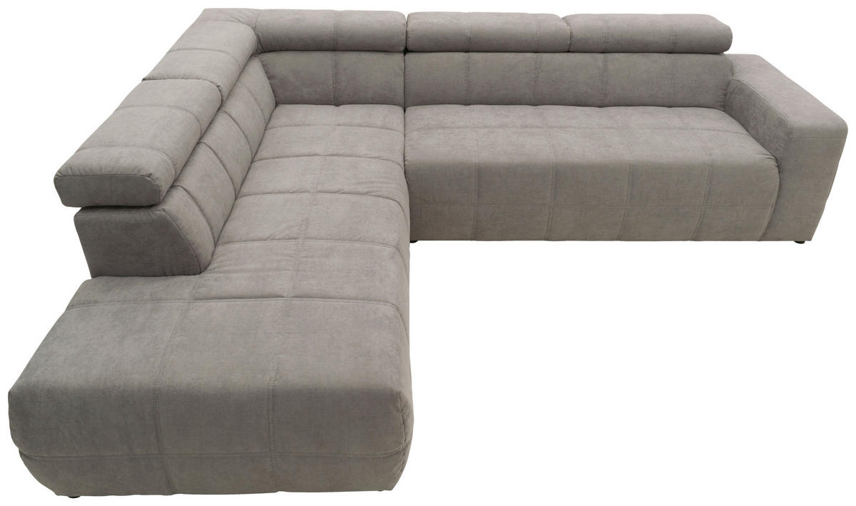 ECKSOFA Silberfarben Mikrofaser  - Silberfarben/Schwarz, Design, Kunststoff/Textil (228/275cm) - MID.YOU