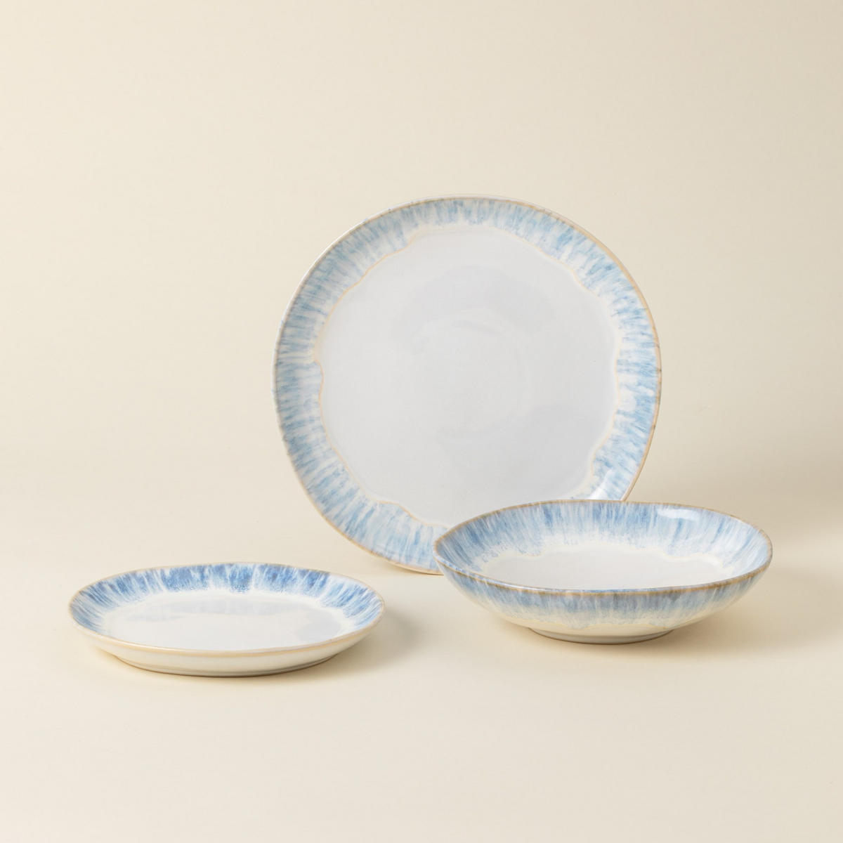 KOMBISERVICE Pastellblau, Weiß Hochglanz BRISA 12-teilig 4 Personen  - Pastellblau/Weiß Hochglanz, Basics, Keramik - Costa Nova