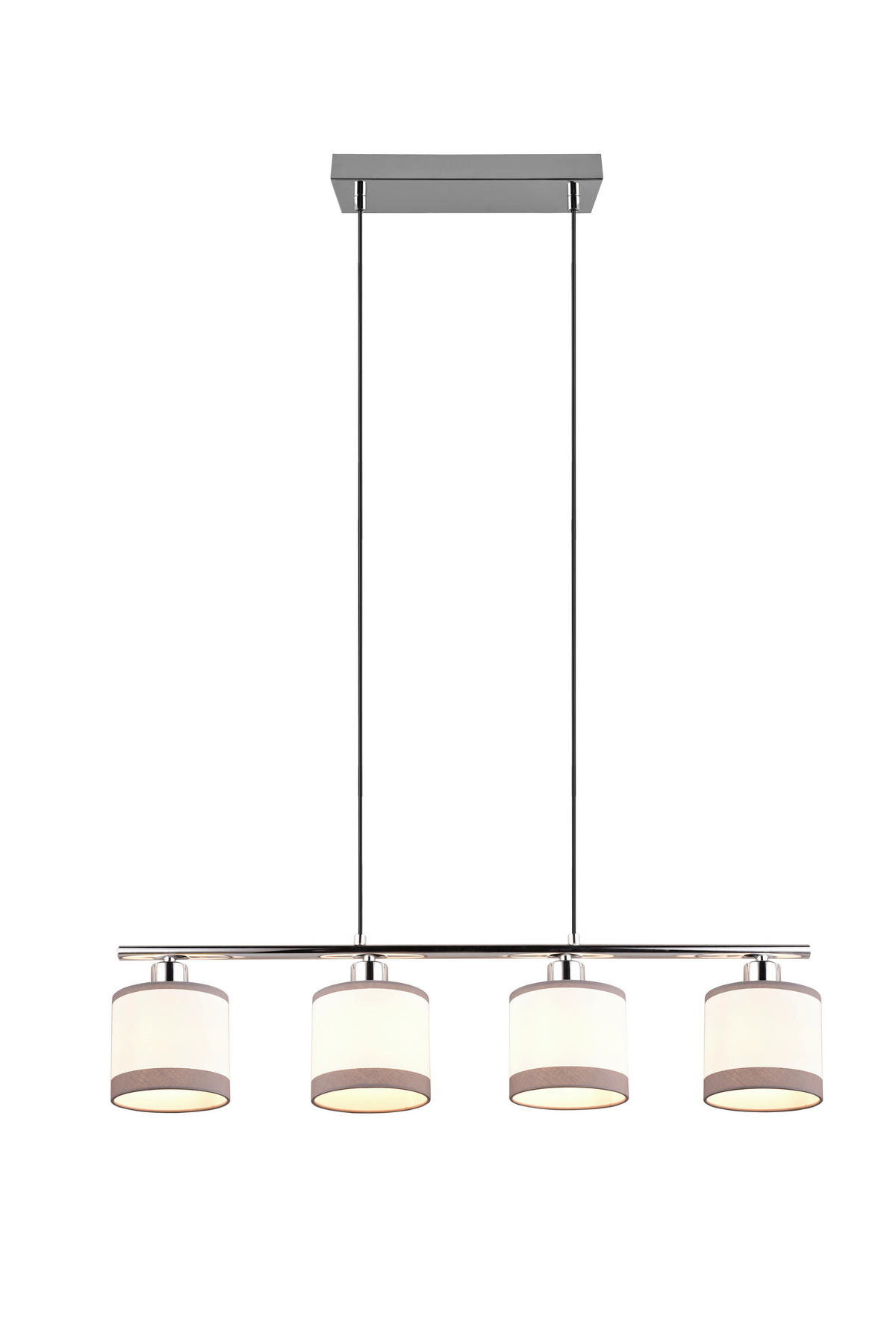 HÄNGLAMPA Davos 75/12/150 cm  - vit/kromfärg, Basics, metall/textil (75/12/150cm)