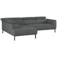 ECKSOFA in Webstoff Dunkelgrau  205/280 cm  - Dunkelgrau/Schwarz, Design, Textil/Metall (205/280cm) - Xora