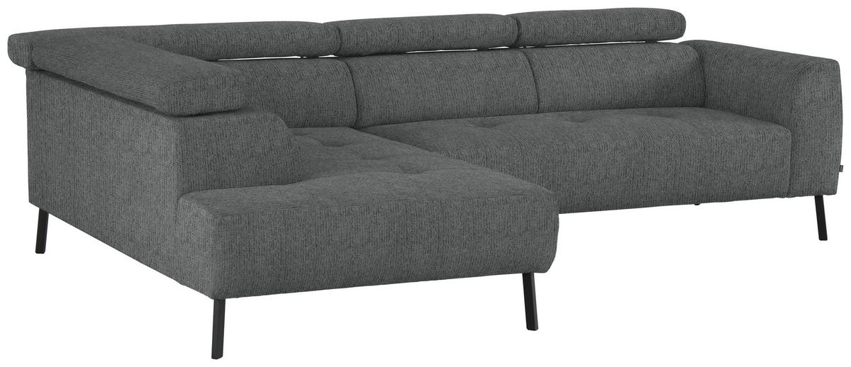 ECKSOFA in Webstoff Dunkelgrau  205/280 cm  - Dunkelgrau/Schwarz, Design, Textil/Metall (205/280cm) - Xora